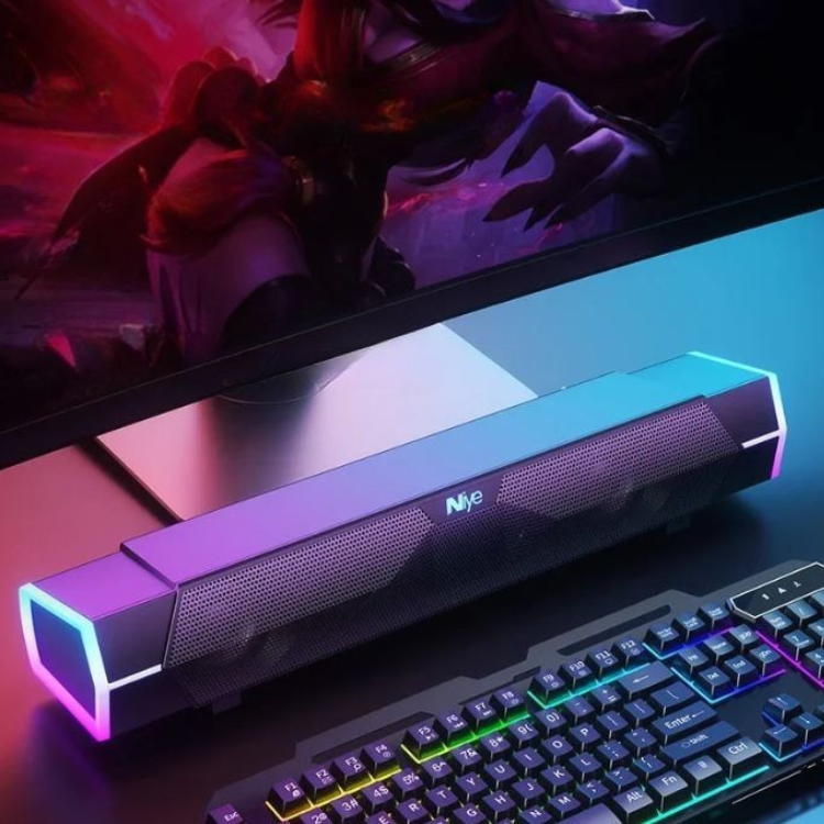 4D Bluetooth Soundbar mit RGB-Licht für PC und Laptop, bietet Surround-Sound