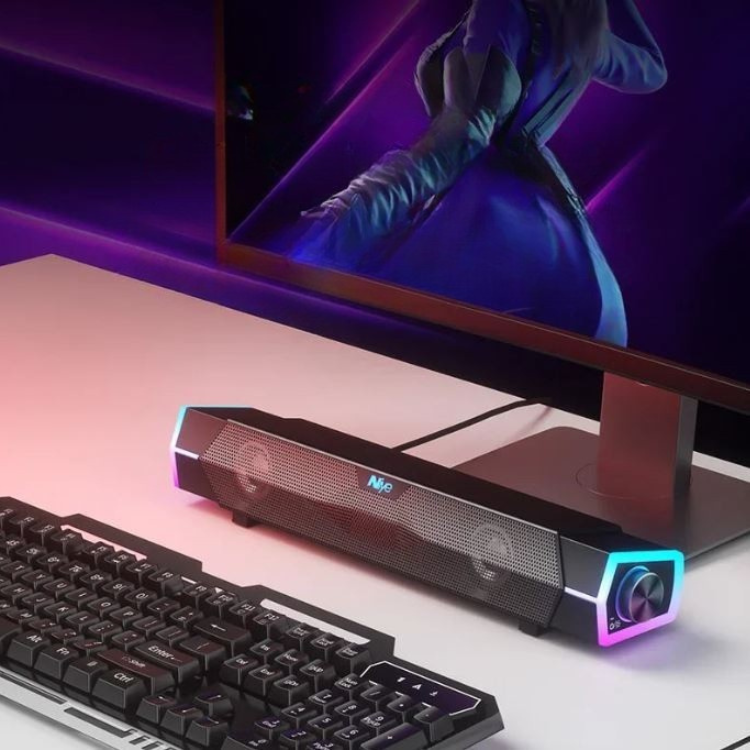 4D Bluetooth Soundbar mit RGB-Licht für PC und Laptop, bietet Surround-Sound