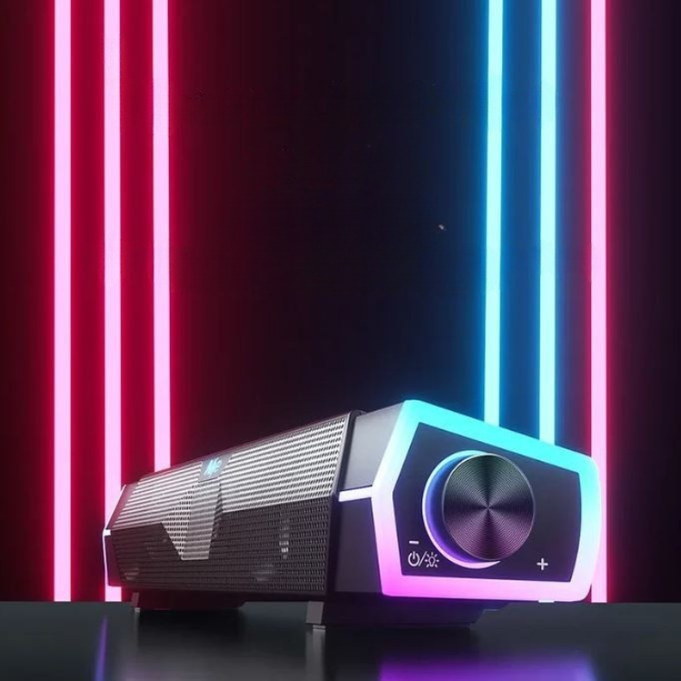 4D Bluetooth Soundbar mit RGB-Licht für PC und Laptop, bietet Surround-Sound