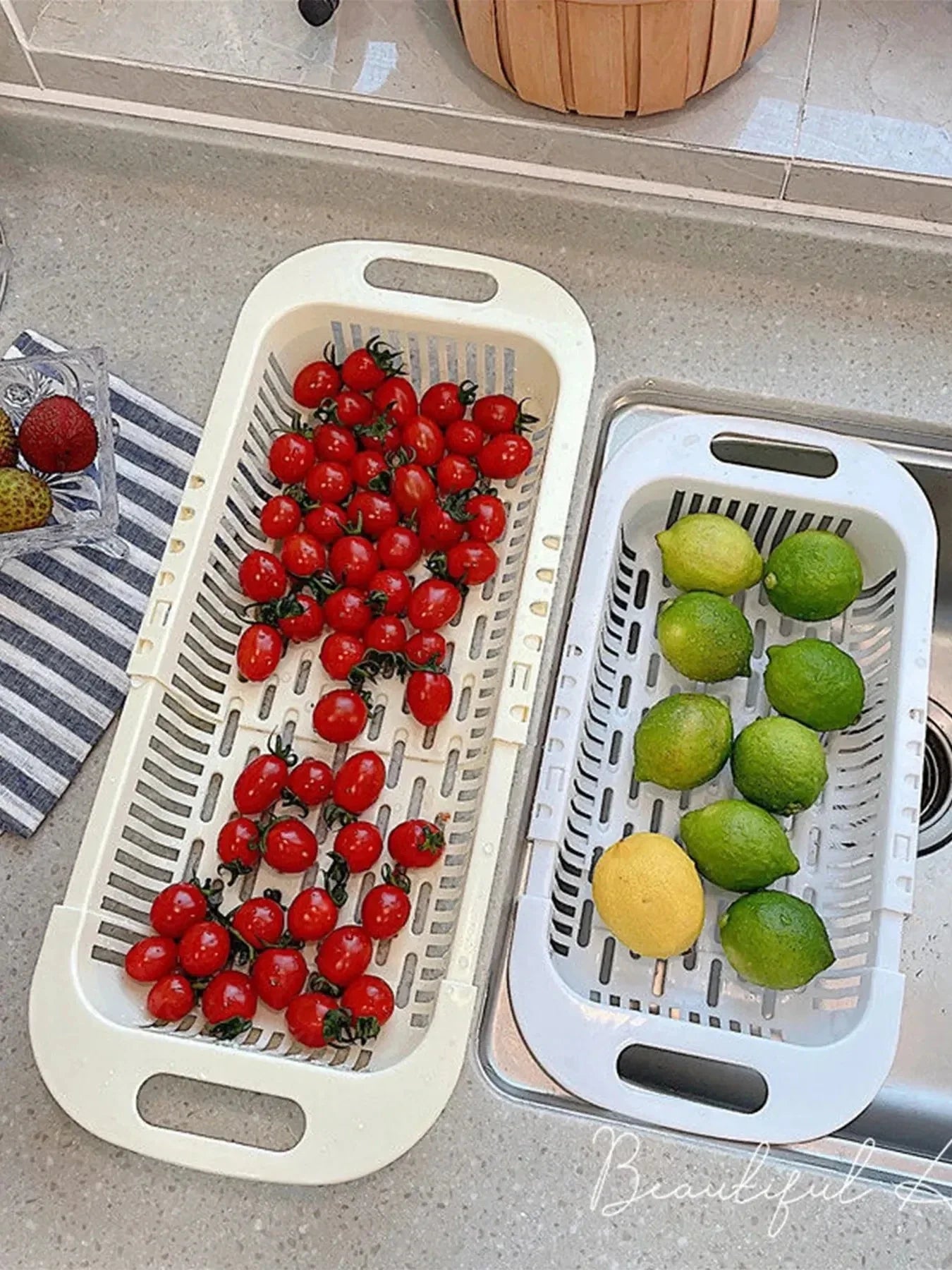 Ausziehbares verstellbares Küchensieb für Spüle