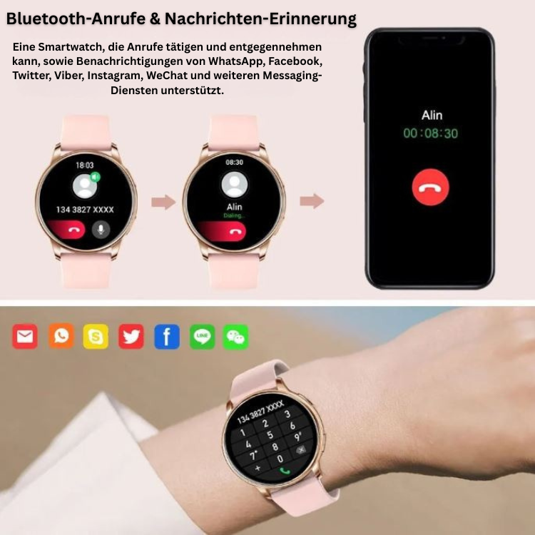 Smartwatch mit Fitness-Tracking und Anruffunktion für Gesundheit