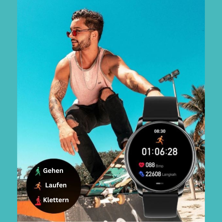 Smartwatch mit Fitness-Tracking und Anruffunktion für Gesundheit