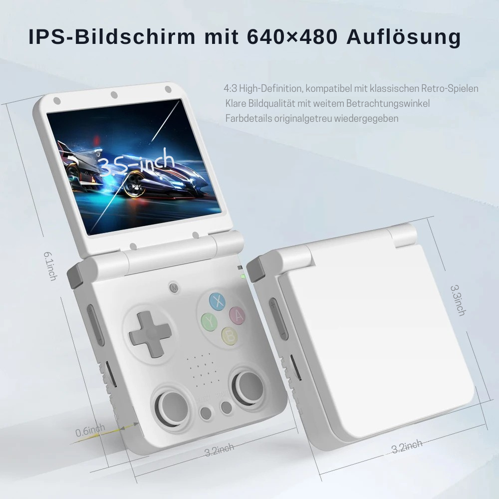 Flip V2 Retro Handheld mit 3,5 Zoll IPS Display und 3000+ vorinstallierten Retro Spielen