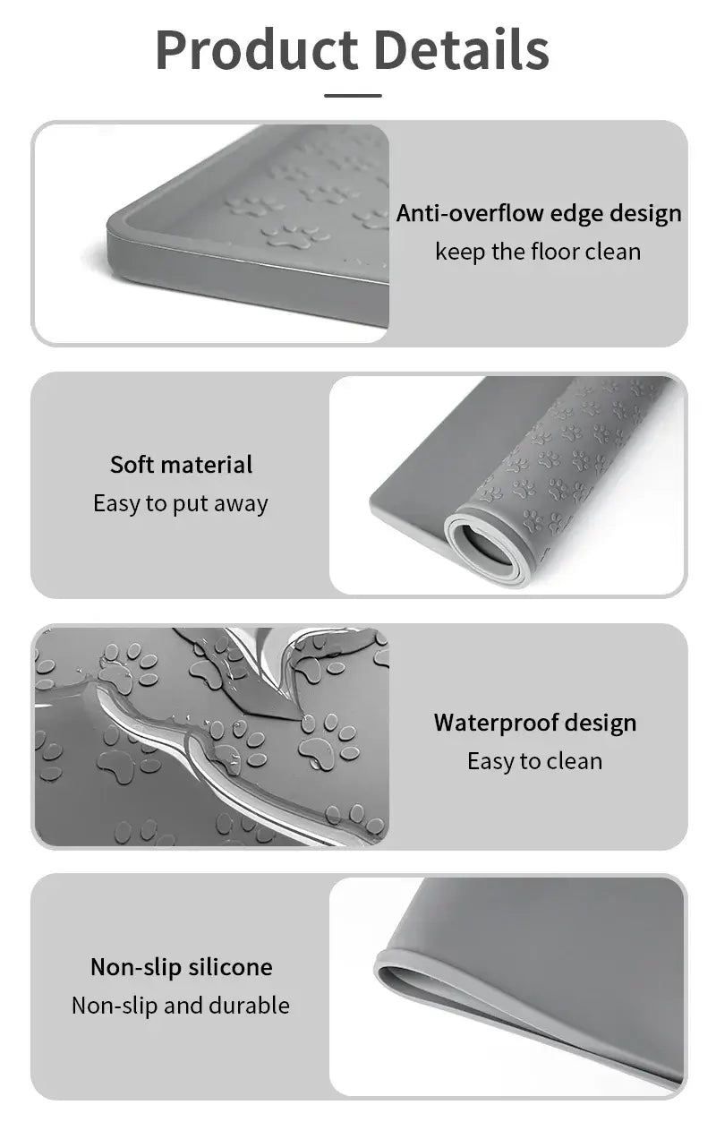 Rutschfeste & wasserdichte Futtermatte für Hunde und Katzen aus Silikon