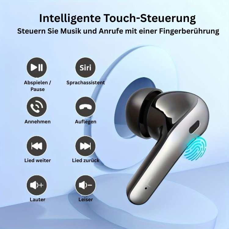 Kabellose Earbuds mit Geräuschunterdrückung und Touch-Steuerung für klaren Klang