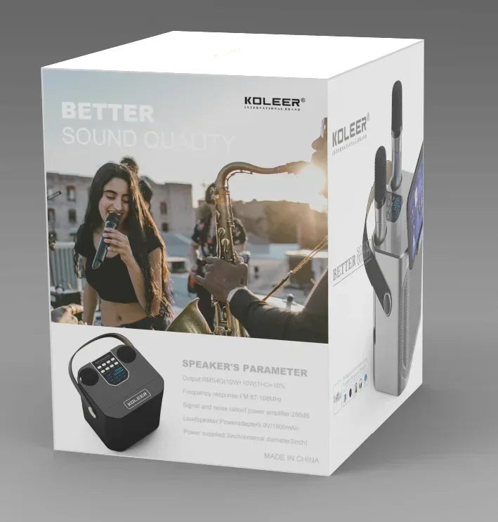 Karaoke Bluetooth Lautsprecher mit 360° Surround Sound und Dual-Mikrofon