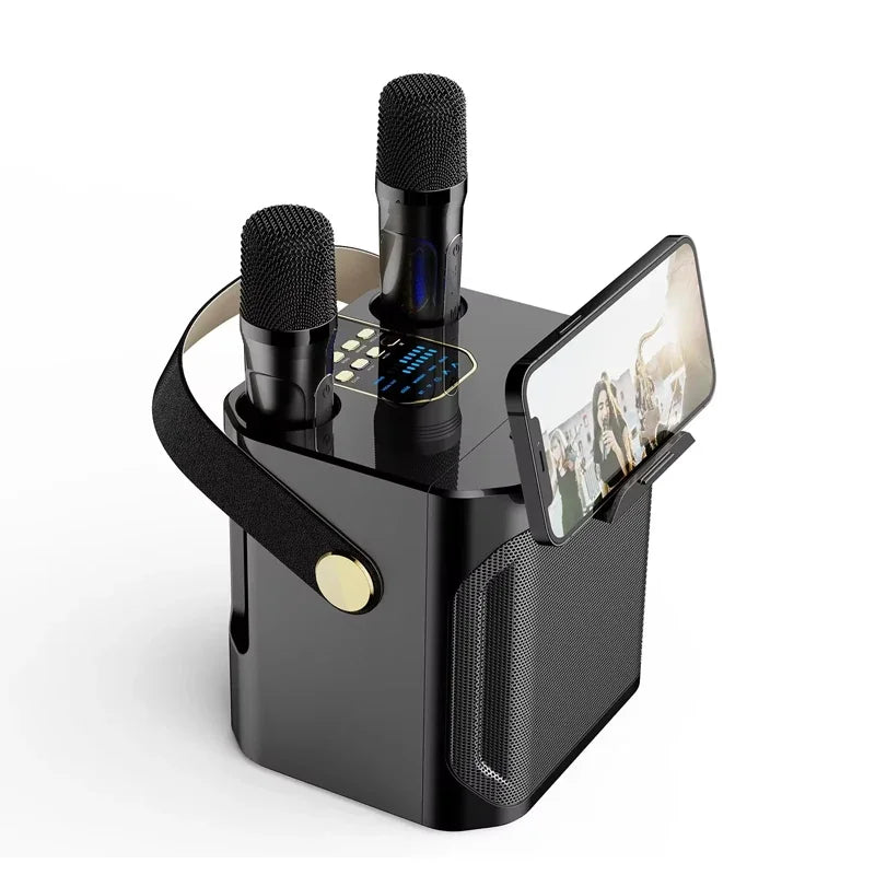 Karaoke Bluetooth Lautsprecher mit 360° Surround Sound und Dual-Mikrofon