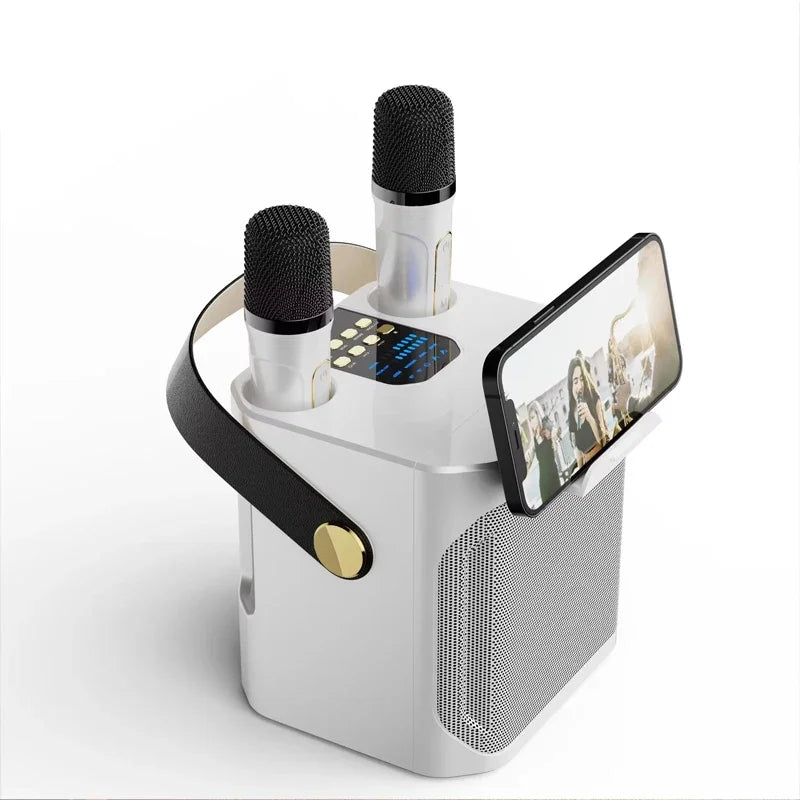 Karaoke Bluetooth Lautsprecher mit 360° Surround Sound und Dual-Mikrofon