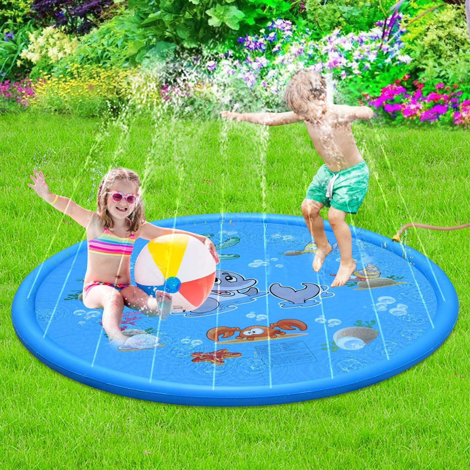 Kinder Wasserspielmatte mit integriertem Sprinkler für Garten und Sommer