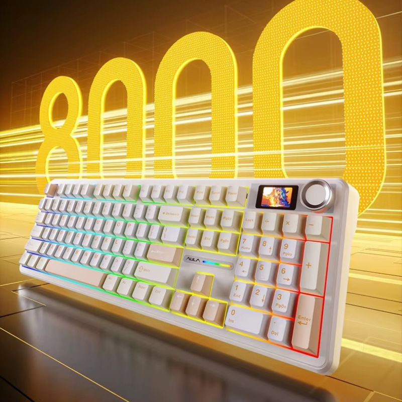 AULA F108Pro mechanische Gaming-Tastatur mit RGB-Beleuchtung und integriertem LCD-Display