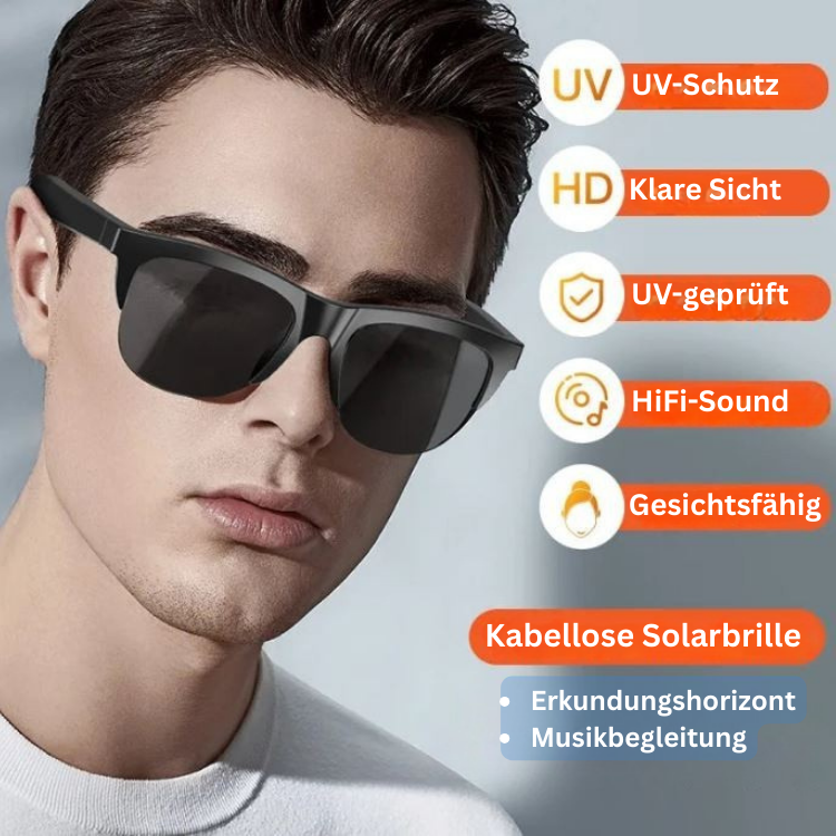 Smart Glasses mit Bluetooth-Kopfhörern und UV-Schutz in modernem Design