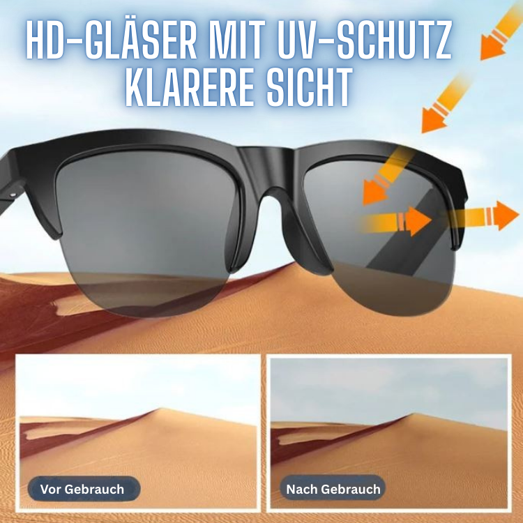 Smart Glasses mit Bluetooth-Kopfhörern und UV-Schutz in modernem Design