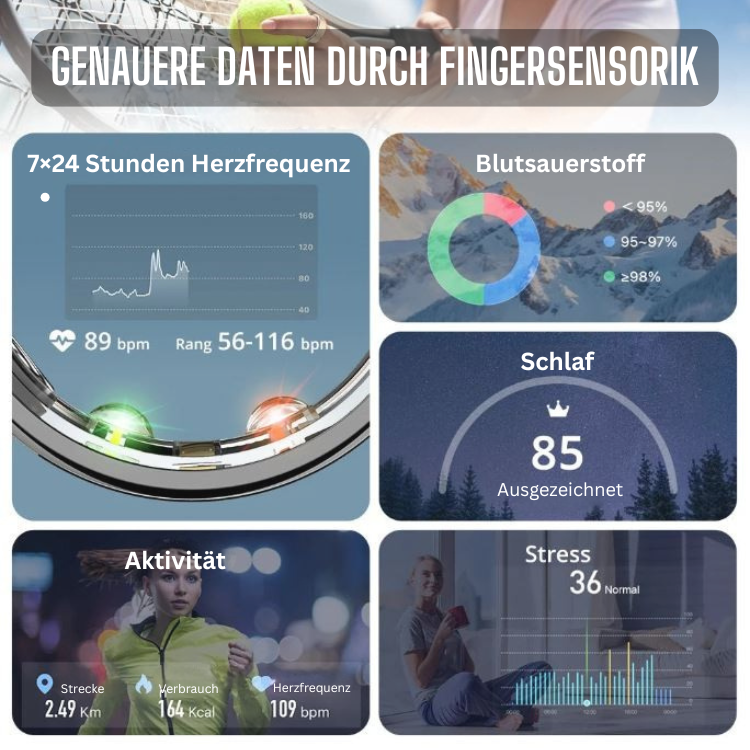 Smart Ring mit Ladecase – Fitness Tracker für Gesundheit und Schlafüberwachung