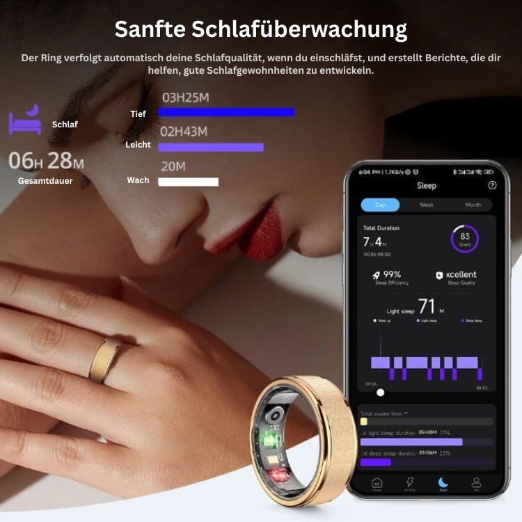 Smart Ring mit Ladecase – Fitness Tracker für Gesundheit und Schlafüberwachung