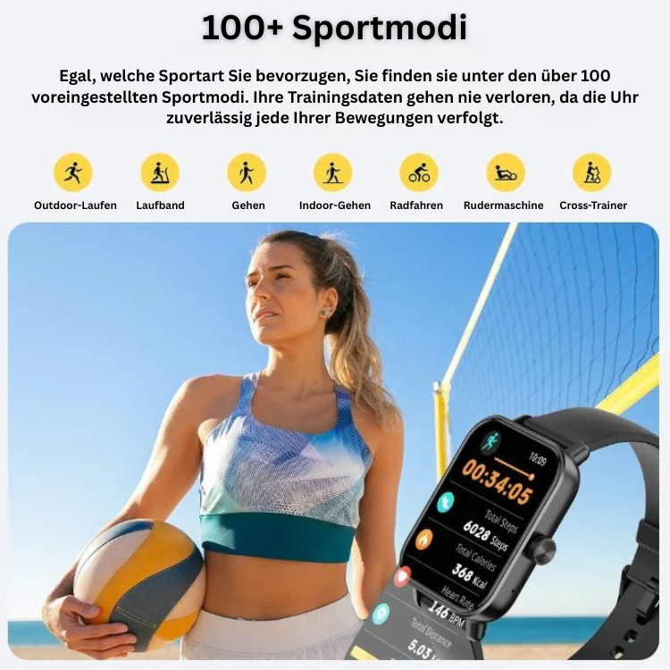 Smartwatch mit 24h Gesundheitscheck, Fitness-Tracking & Anruffunktion