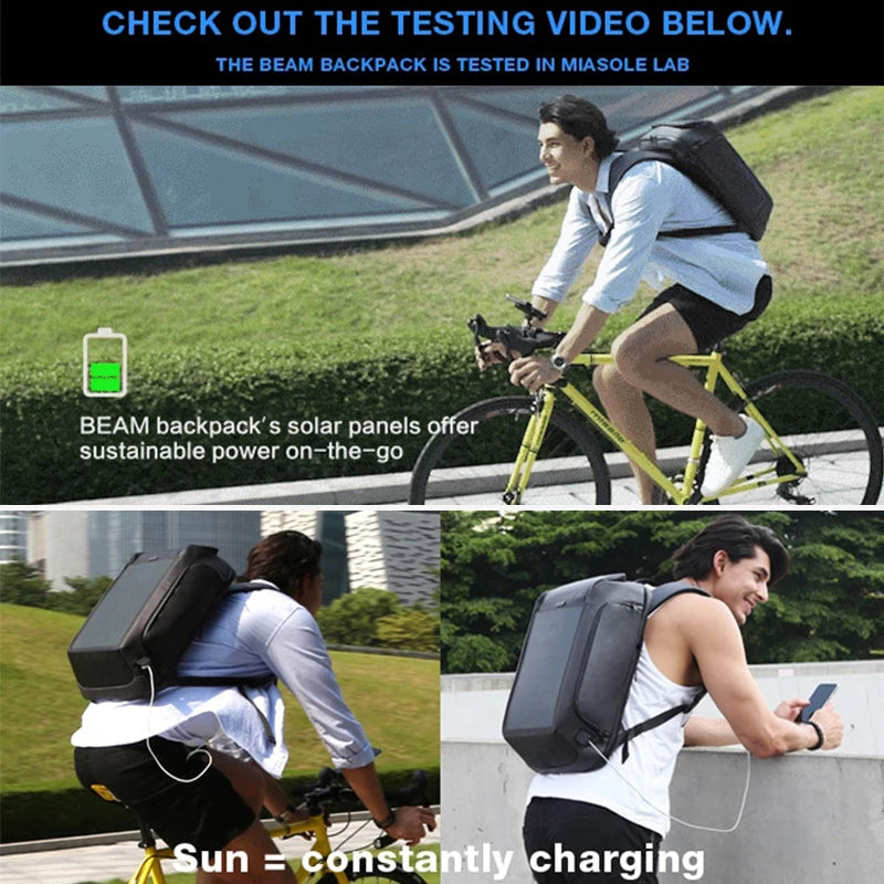 Solar-Rucksack mit USB-Ladefunktion und wasserdichtem Design