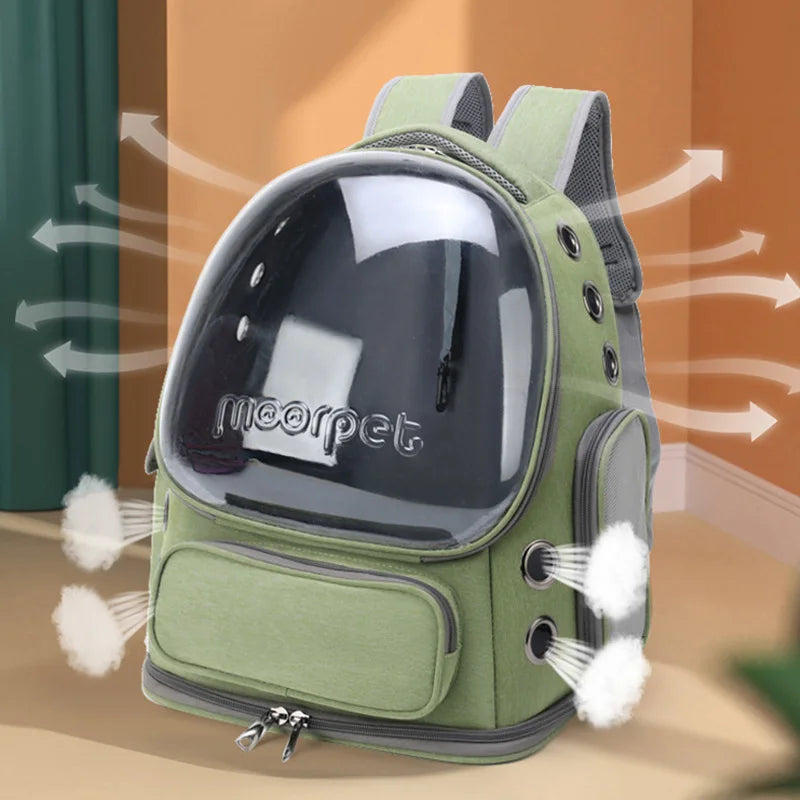 Transparenter Katzenrucksack mit Sichtfenster und atmungsaktivem Material für kleine Haustiere
