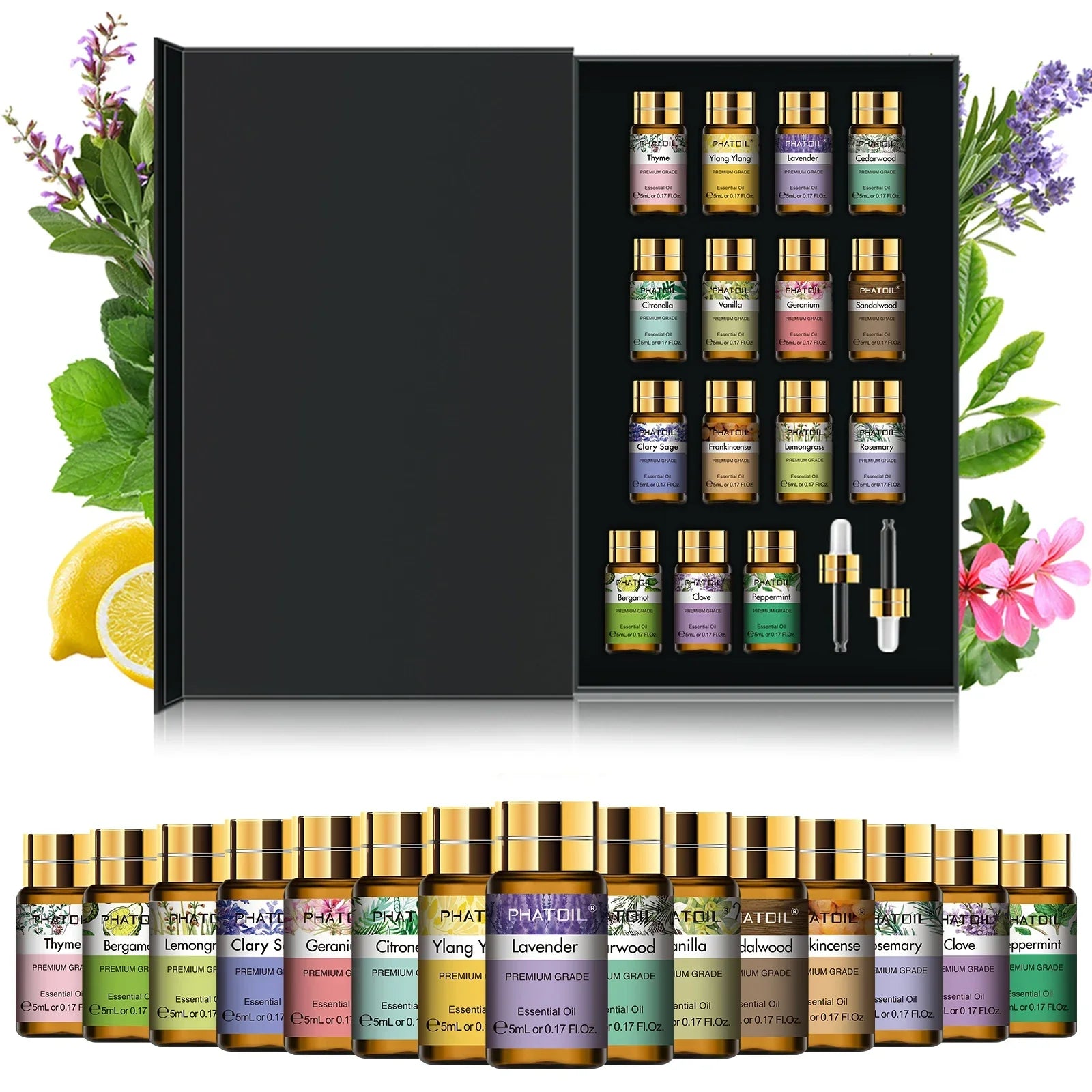 Aromatherapie Set mit 15 Flaschen ätherischer Öle 5ml