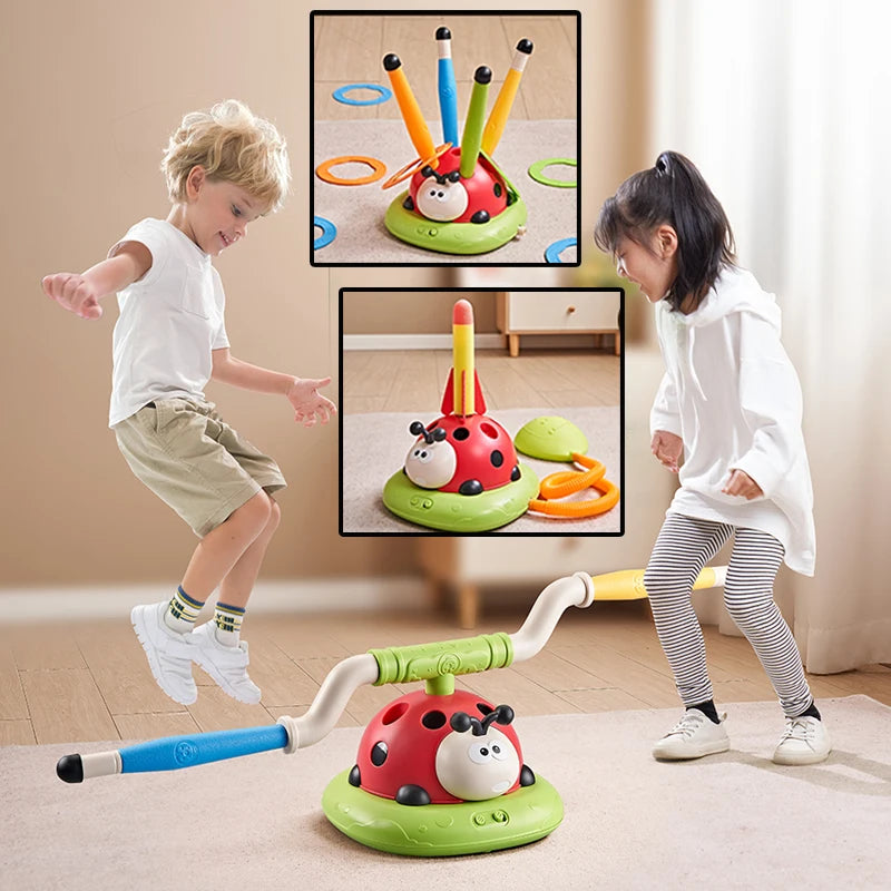 3-in-1 Kinder-Sport-Set – Seilspringen, Ringspiel & Rakete