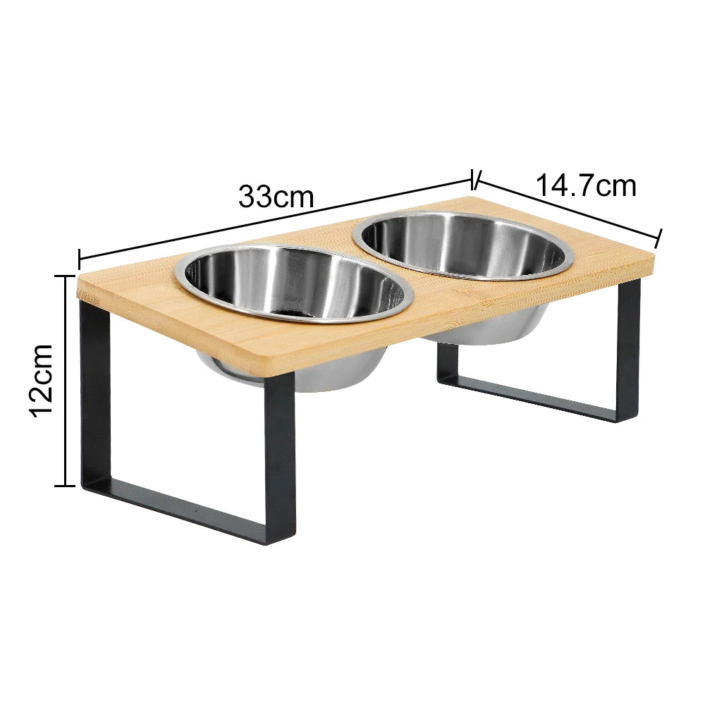 Erhöhter Katzen Futternapf aus Holz und Metall