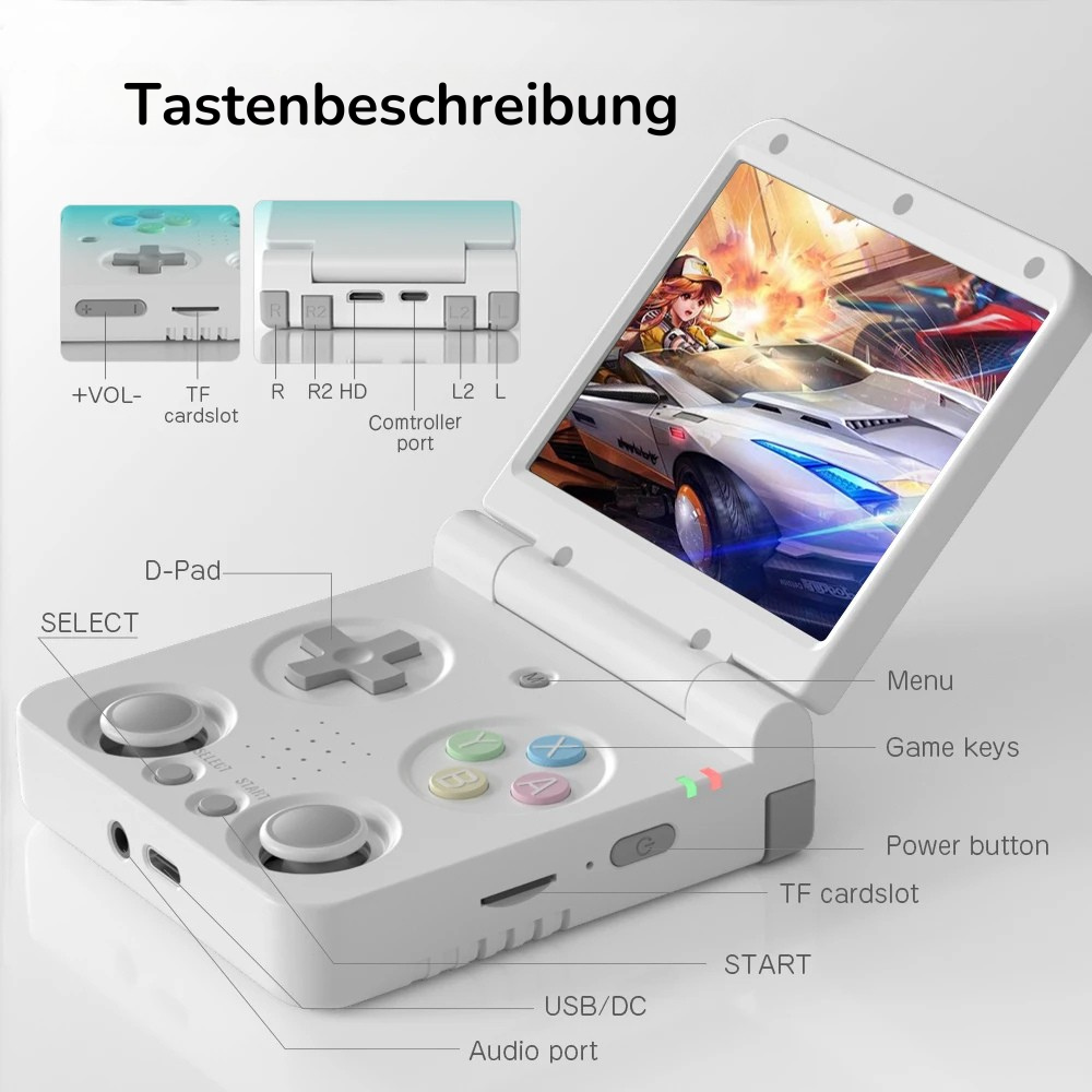 Flip V2 Retro Handheld mit 3,5 Zoll IPS Display und 3000+ vorinstallierten Retro Spielen