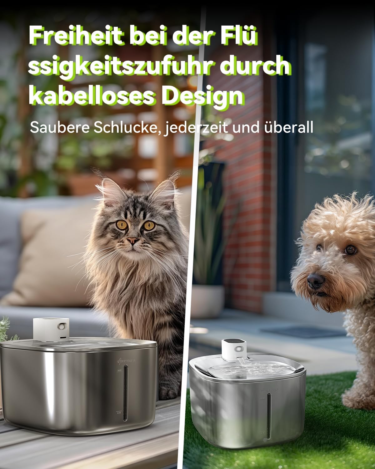 Kabelloser 4L Edelstahl Katzenbrunnen für Haustiere – Hygienisch und leise im Betrieb