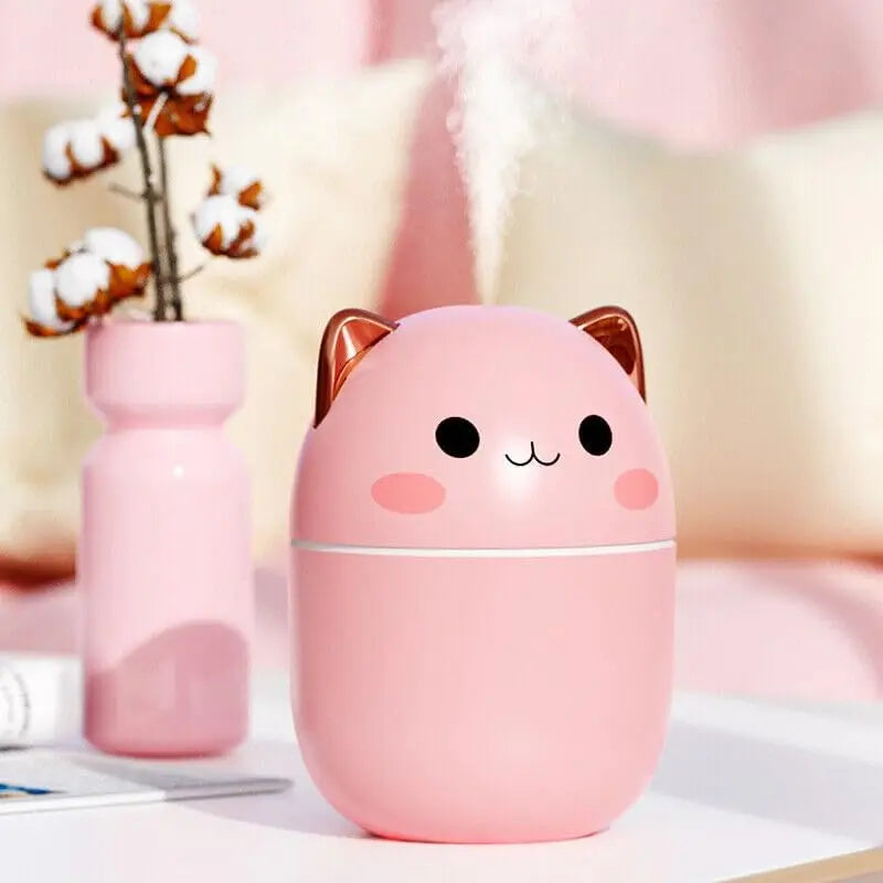 Mini Katzen Luftbefeuchter 250ml USB Diffusor mit Nachtlicht