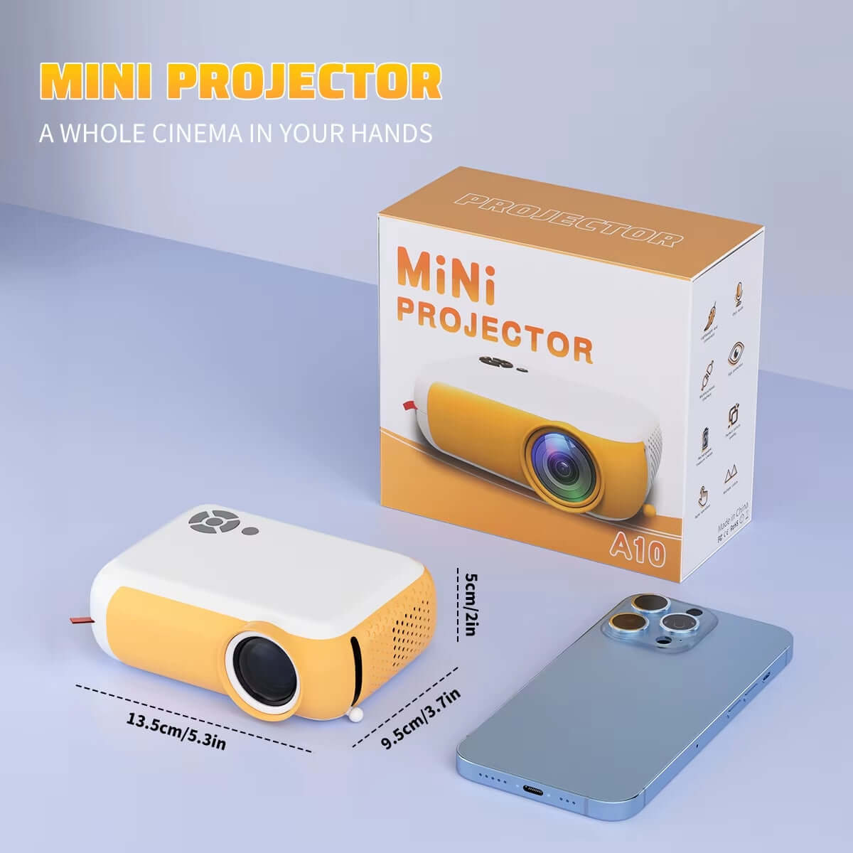 Mini tragbarer 1080p Projektor mit 1800 Lumen für Heimkino, Präsentationen und Unterhaltung – Kompakte Größe, langlebige LED-Lampe, manuelle Korrektur und 360°-Bildumdrehung.