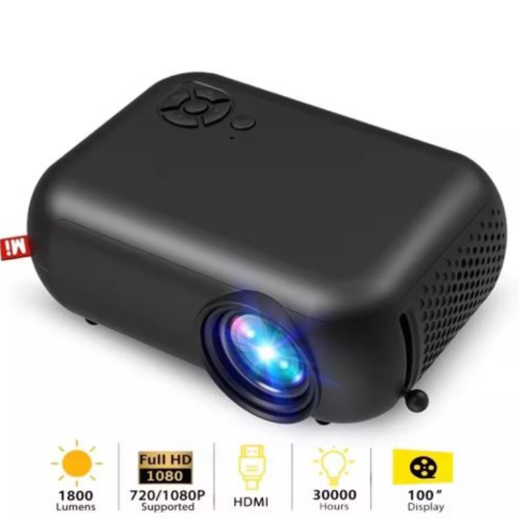 Mini tragbarer 1080p Projektor mit 1800 Lumen für Heimkino, Präsentationen und Unterhaltung – Kompakte Größe, langlebige LED-Lampe, manuelle Korrektur und 360°-Bildumdrehung.