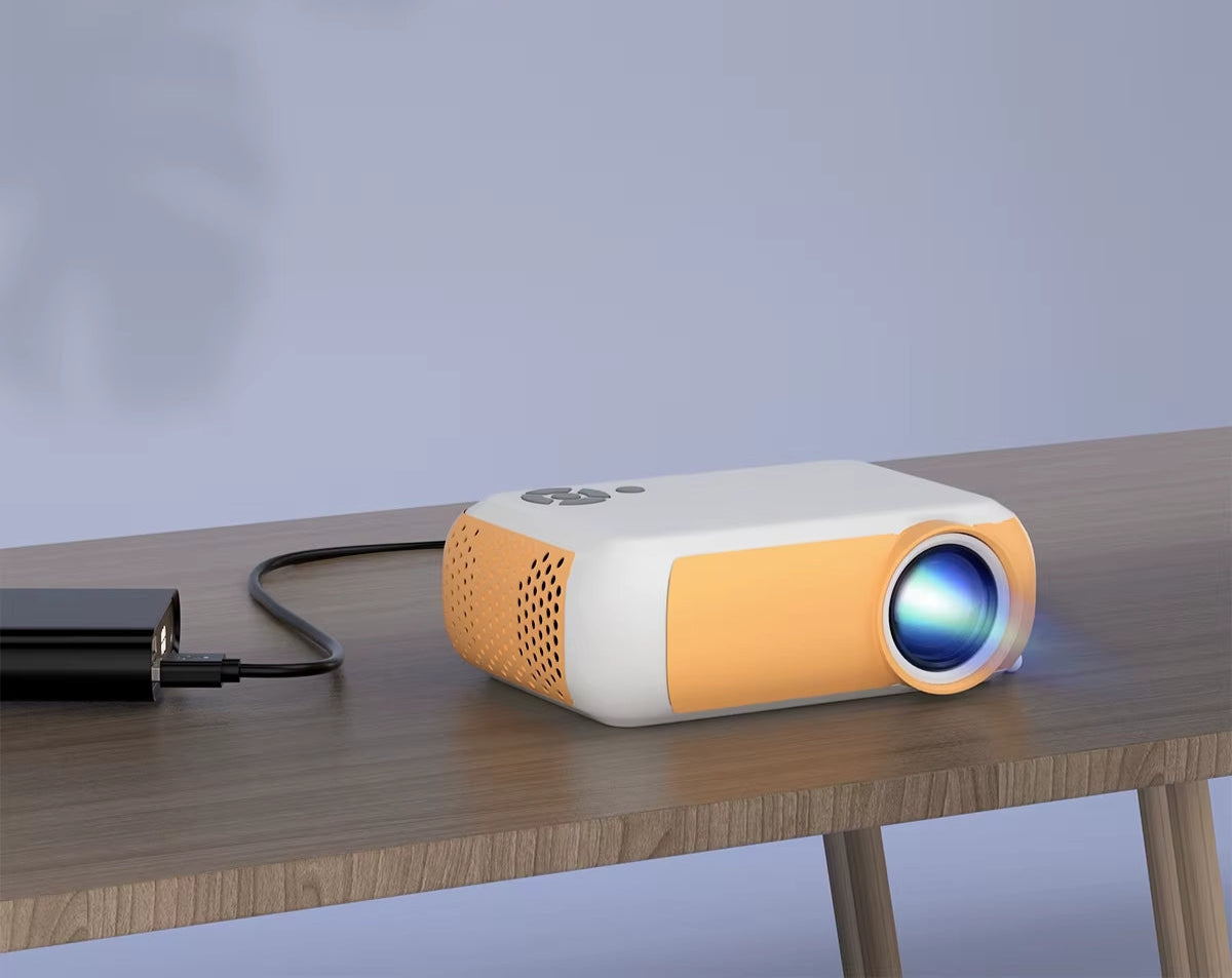 Mini tragbarer 1080p Projektor mit 1800 Lumen für Heimkino, Präsentationen und Unterhaltung – Kompakte Größe, langlebige LED-Lampe, manuelle Korrektur und 360°-Bildumdrehung.