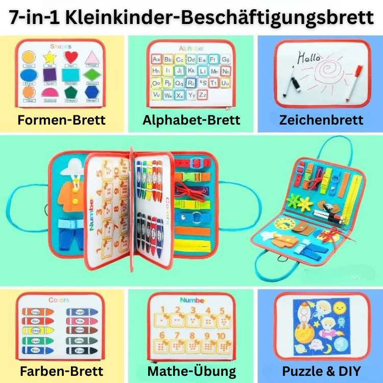 Montessori Busy Board – 7-in-1 Lernspielzeug für Kleinkinder