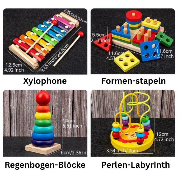 Montessori Holzspielzeug Set für Babys – Fördert frühe Entwicklung und motorische Fähigkeiten