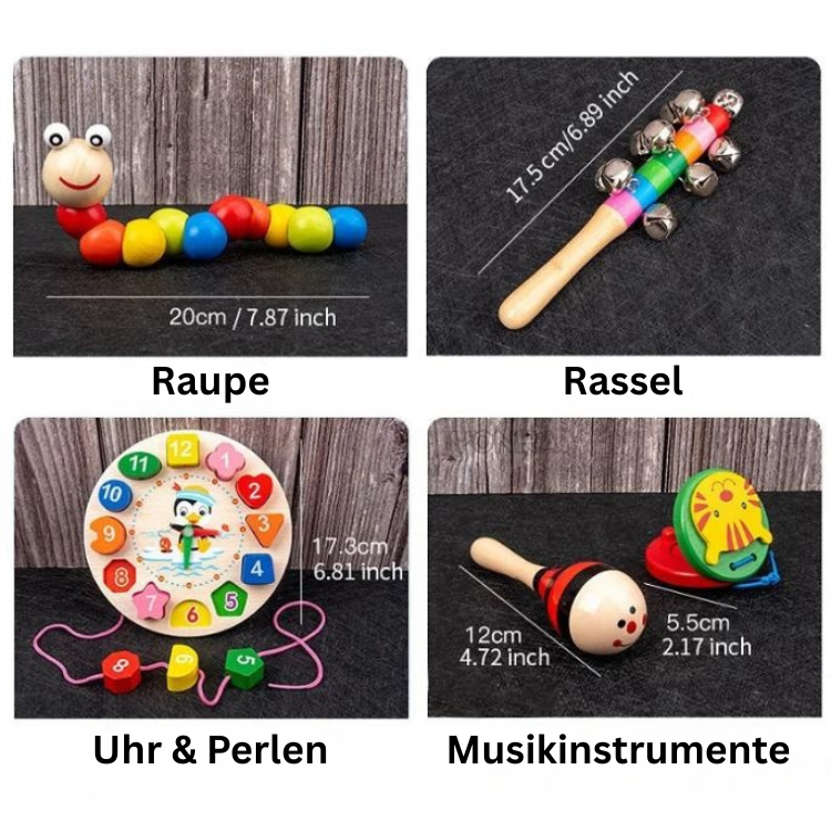 Montessori Holzspielzeug Set für Babys – Fördert frühe Entwicklung und motorische Fähigkeiten